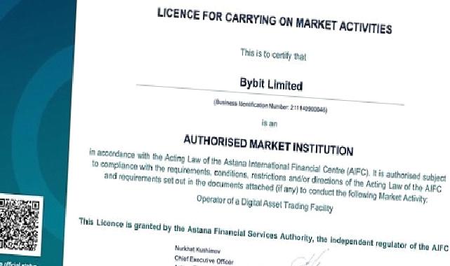 Bybit’e Astana Finansal Hizmet Otoritesi AFSA’dan tarafından Kazakistan’da Yetkili Piyasa Kurumu olarak Dijital Varlık Ticareti Tesisi İşletme ve Gözetim Sağlama lisansı