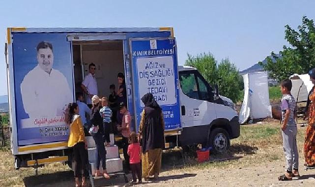 Kınık’ta gezici diş sağlığı aracında tarım işçilerine sağlık taraması