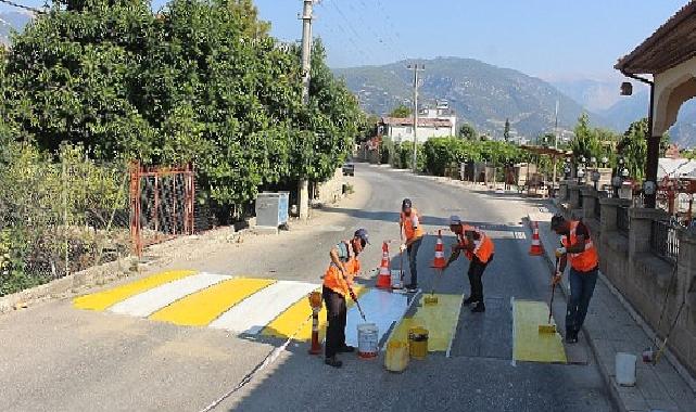 Antalya Büyükşehir ekipleri yaya geçitleri ve kasisleri boyuyor