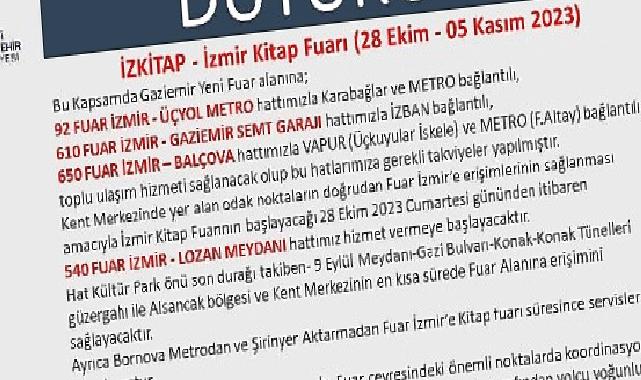 ESHOT’tan İZKİTAP Fuarı için ulaşım takviyesi