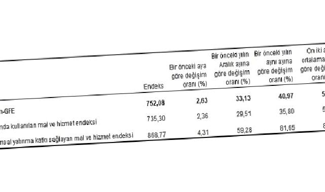 Tarımsal girdi fiyat endeksi (Tarım-GFE) yıllık yüzde 40,97, aylık yüzde 2,63 arttı
