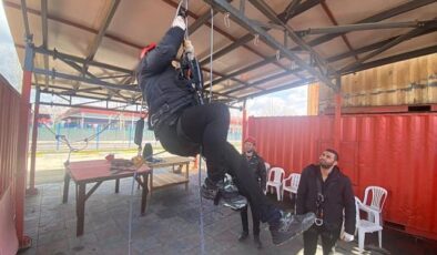 Büyükşehir İtfaiyesi’nden teleferik ekibine eğitim