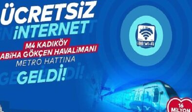 İBB’ye ait M4 Kadıköy-Sabiha Gökçen Havalimanı Metro Hattı’nda ücretsiz sınırsız internet İBB Wi-Fi hizmeti başladı