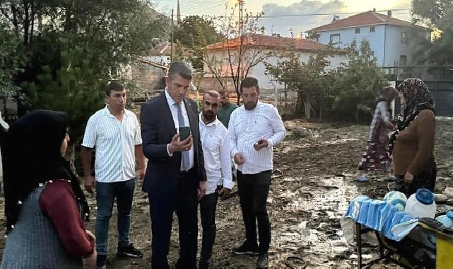 Başkan Levent Koç selden zarar gören Güzelcekale’de incelemelerde bulundu